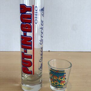 NEW LOT of 2 Ohio Shot Glasses PUT-IN-BAY & Paramount King's Island #AF
